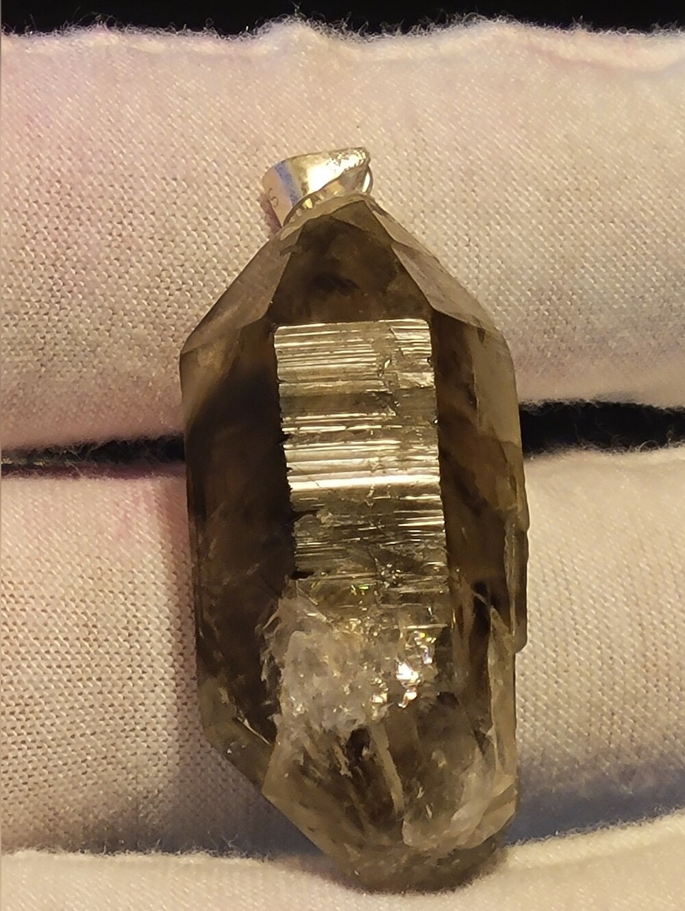88.35 Massive Smokey Herkimer Diamond Crystal Pendant Solid 925 sterling silver